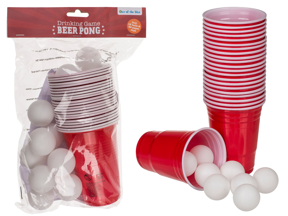 Trinkspiel, Beer Pong, mit 15 Bällen und 22 Becher