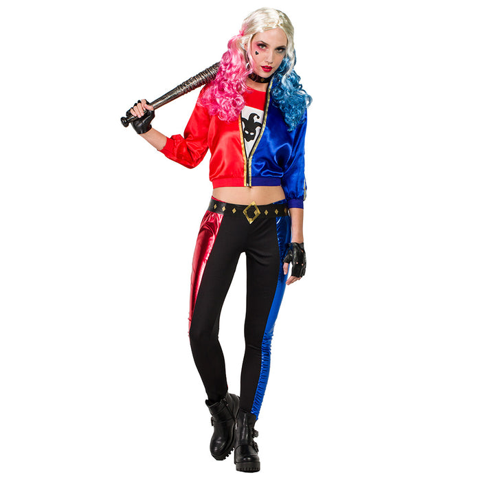 Jester Fatale Schurkin Halloween Kostüm für Damen | Blau Rot