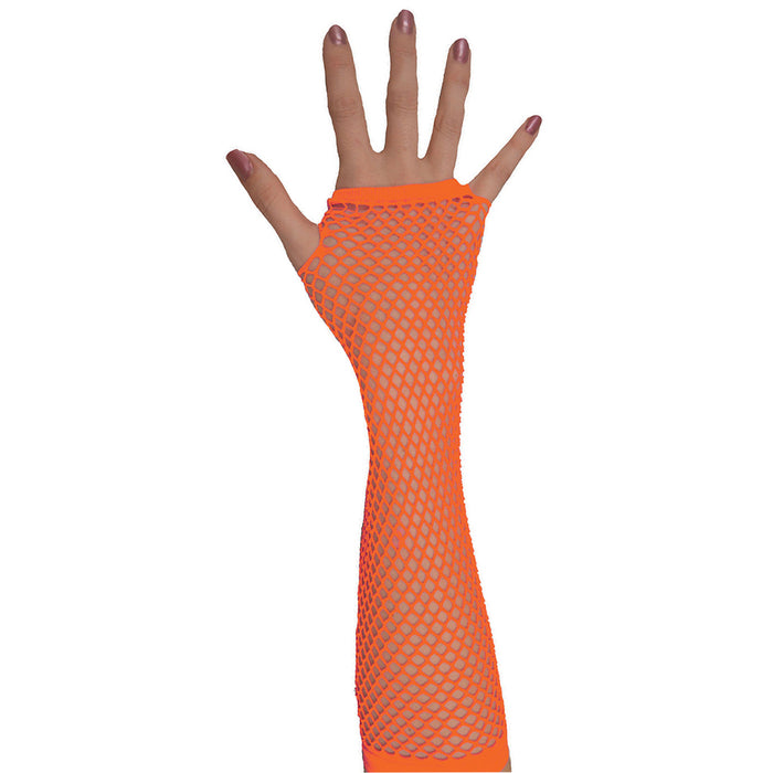 Lange Fingerlose Netzhandschuhe "New York" | Neon Orange
