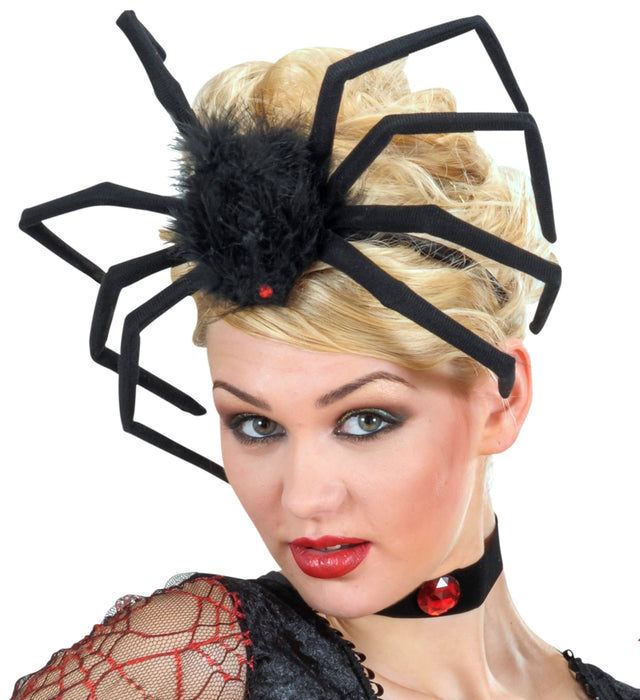 Haarreif "Haarige Spinne" | Schwarz - Kopfbedeckung Halloween Hexe