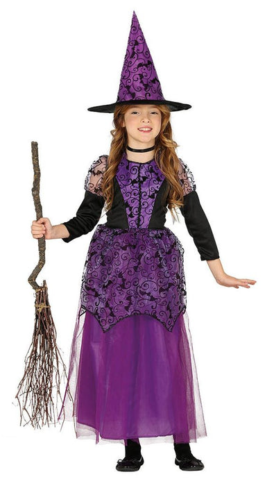 Kostüm Kid Hexe Spitze Kleid m. Hut 5-6J.