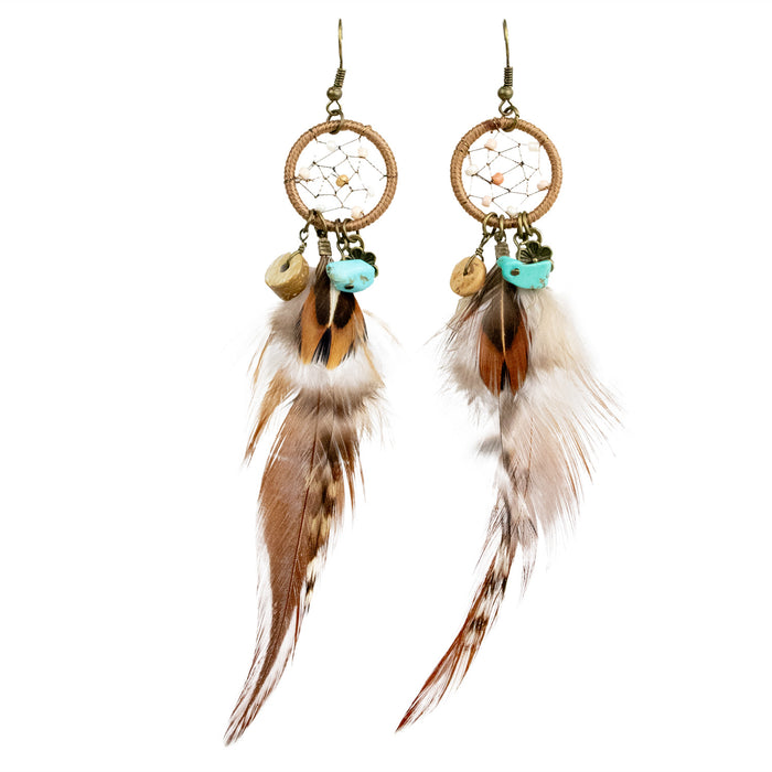 Indianerin Schmuck Set für Damen | 3-teilig mit Handtasche, Stirnband & Feder-Ohrringen | Kostüm Zubehör für Karneval & Mottoparty