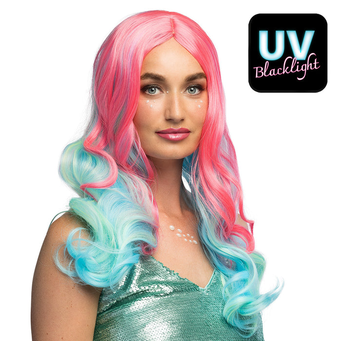 Meerjungfrau Perücke "Nixie" für Damen | Pink Türkis