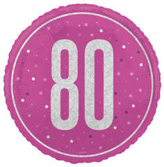 ABC18 Folienballon "#80" Glitz | Ø 45 cm Pink