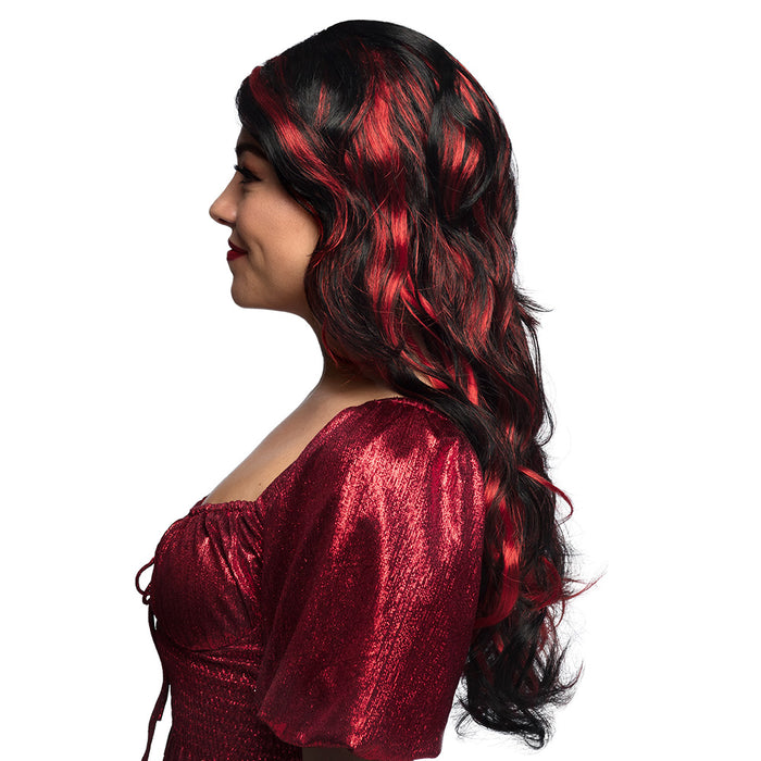 Perücke "Devilicious" für Damen | Schwarz/Rot