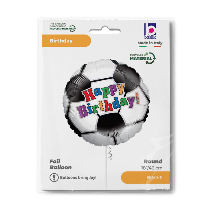 18"/Ø46cm Folienballon "Happy Birthday" Fußball
