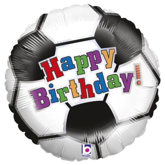 18"/Ø46cm Folienballon "Happy Birthday" Fußball