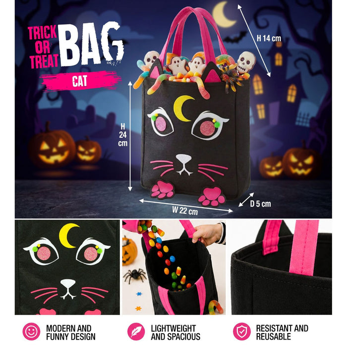 Halloween Betteltasche "Katze" | Schwarz - Süßes oder Saures