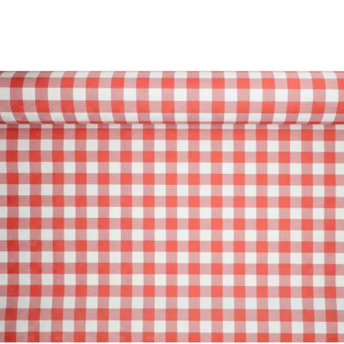 Tischdecke Papier Damastprägung 50x1m | Vichy Karo Rot