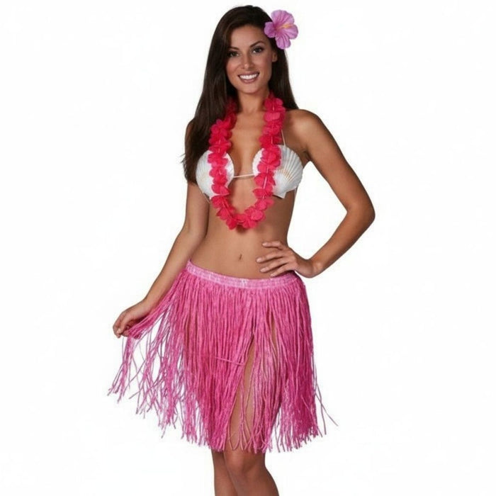 Hawaii Kostüm Set Flower 3-tlg. - Rocklänge 60 cm | Pink