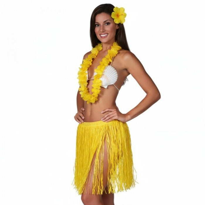 Hawaii Kostüm Set Flower 3-tlg. - Rocklänge 60 cm | Gelb