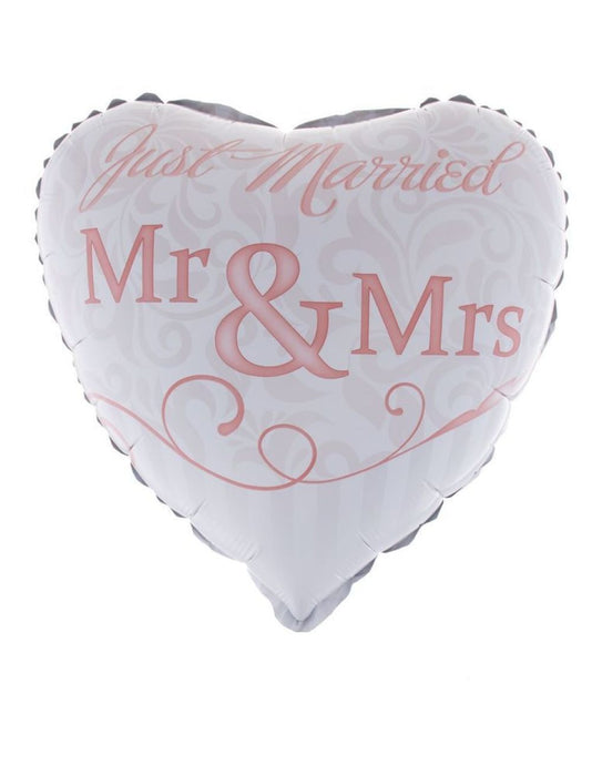 18"/Ø45cm Herz Folienballon "Mr & Mrs" | Weiß