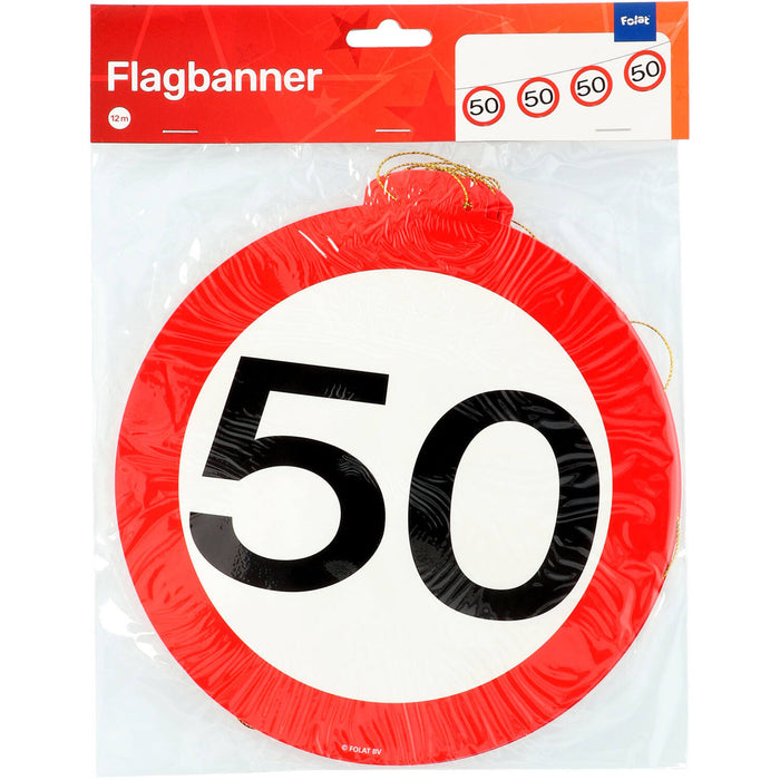 Wimpelkette Papier Verkehrsschild #50 | 12 m