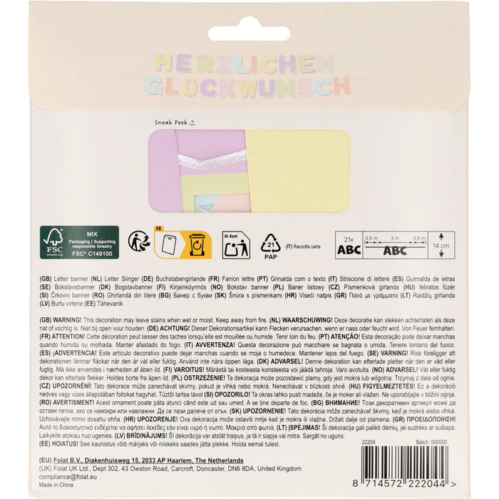 Dreamy Pastels Girlande "Herzlichen Glückwunsch" | 3m