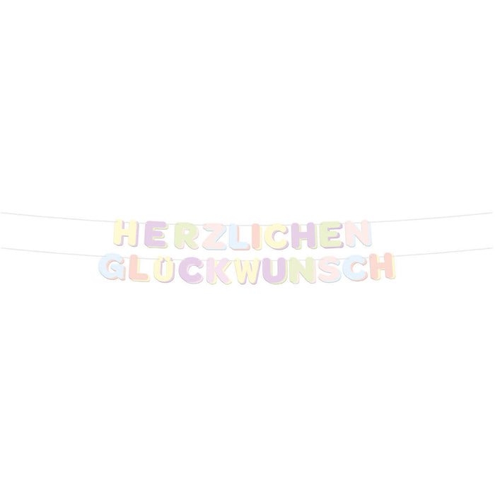 Dreamy Pastels Girlande "Herzlichen Glückwunsch" | 3m