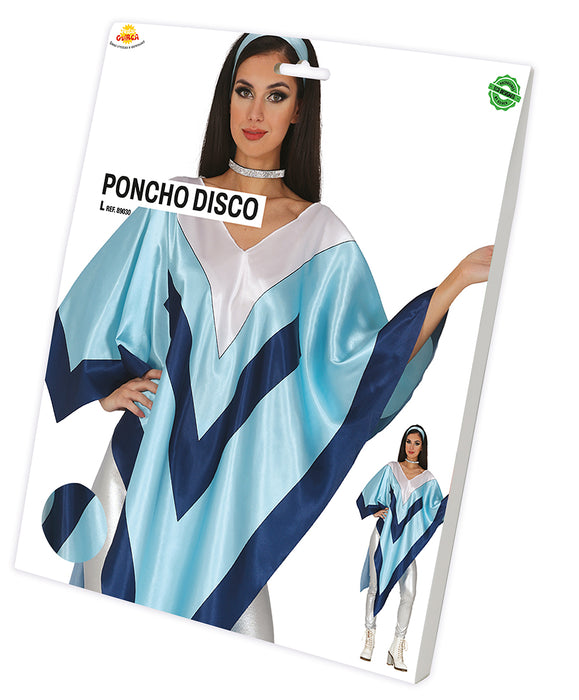 70er Jahre Kostüm Umhang "Disco Star" | Silber Blau