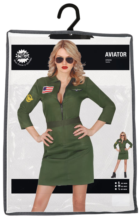Kampfpilotin Kostüm Kleid  für Damen | Grün