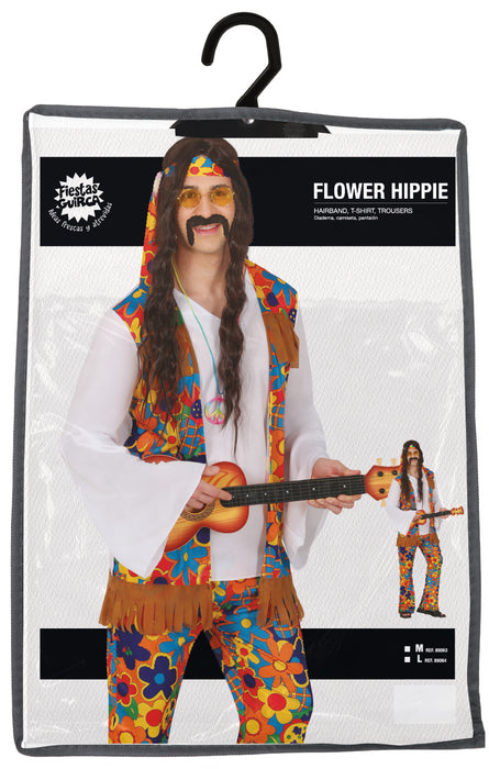 70er Jahre Hippie Flower Kostüm für Herren | 3-tlg.