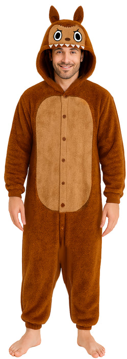 Pyjama Tierkostüm "Lulu Monster" für Erwachsene | Braun