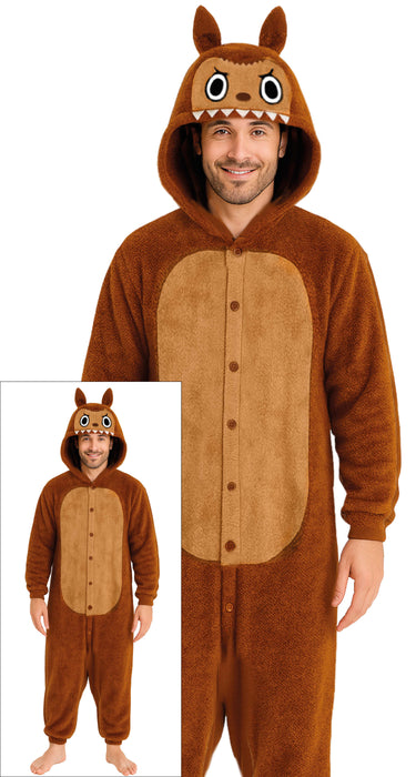 Pyjama Tierkostüm "Lulu Monster" für Erwachsene | Braun