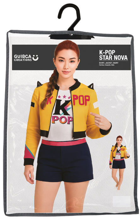 K-Pop Kostüm "Nova" für Damen | Gelb Schwarz