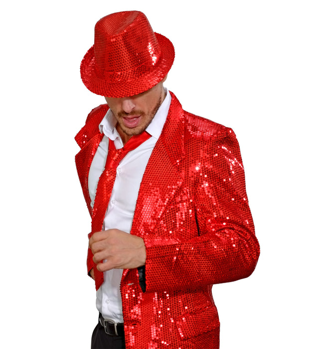 Glitzer Pailletten Krawatte zum Show Kostüm | Rot