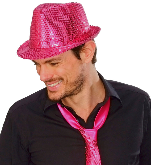 Pailletten Hut "Fedora" | Pink
