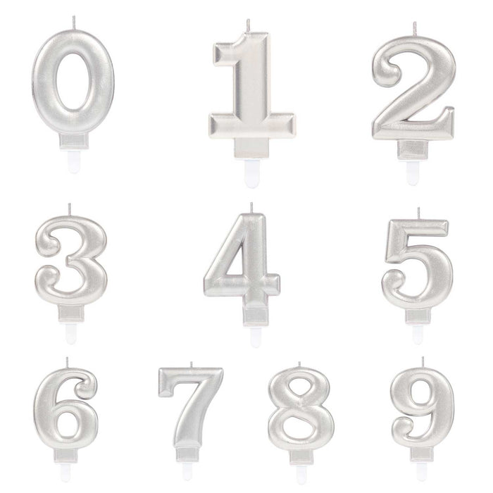 "Starlight Birthday" Zahlenkerze 9,3cm | Silber