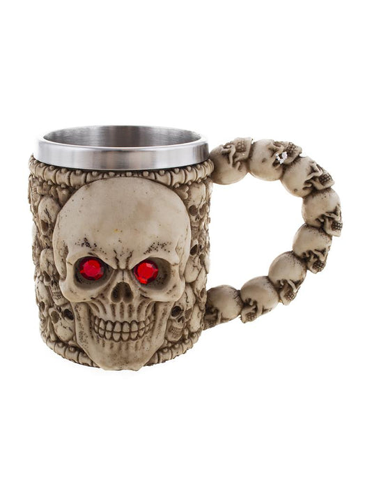 Halloween Becher mit Totenkopf | Metall 16 x 9 x 12 cm