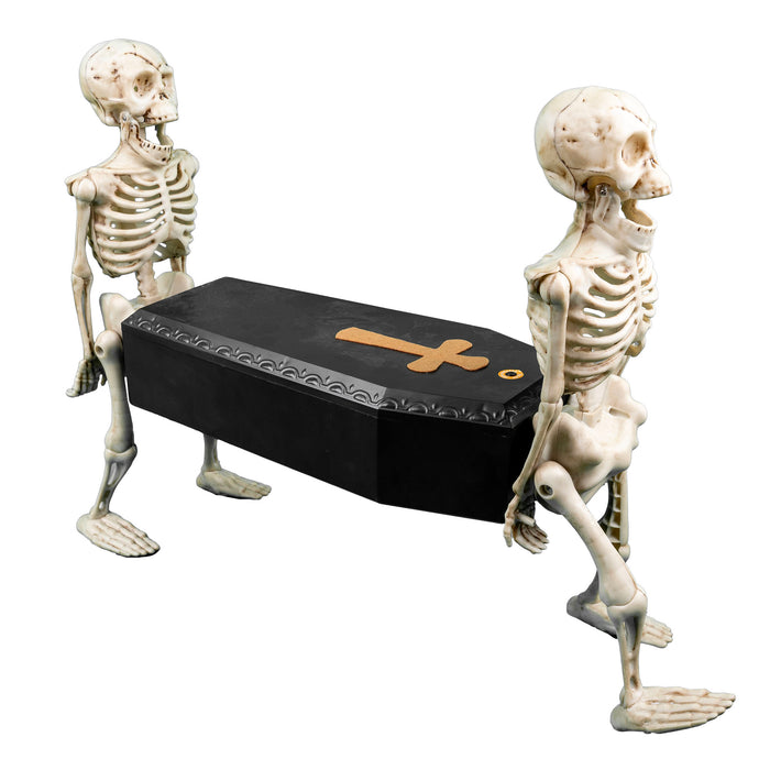 Skelettierte Sargträger mit Bewegung und Klang | 50 x 43 x 16 cm