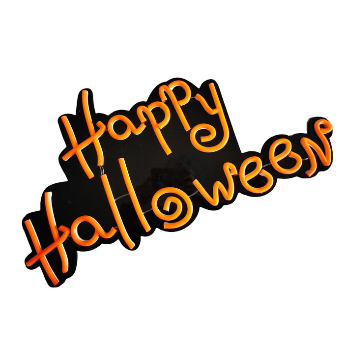Neon Schriftzug "Happy Halloween" Orange | 60 x 30 cm