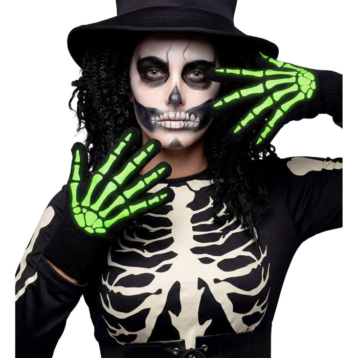 Skelett Handschuhe Glow in the Dark | Schwarz Weiß