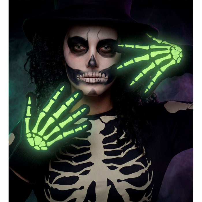 Skelett Handschuhe Glow in the Dark | Schwarz Weiß