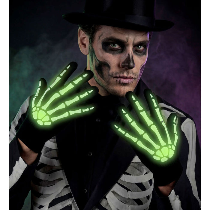 Skelett Handschuhe Glow in the Dark | Schwarz Weiß