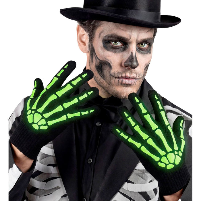 Skelett Handschuhe Glow in the Dark | Schwarz Weiß
