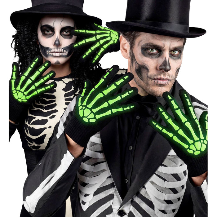 Skelett Handschuhe Glow in the Dark | Schwarz Weiß