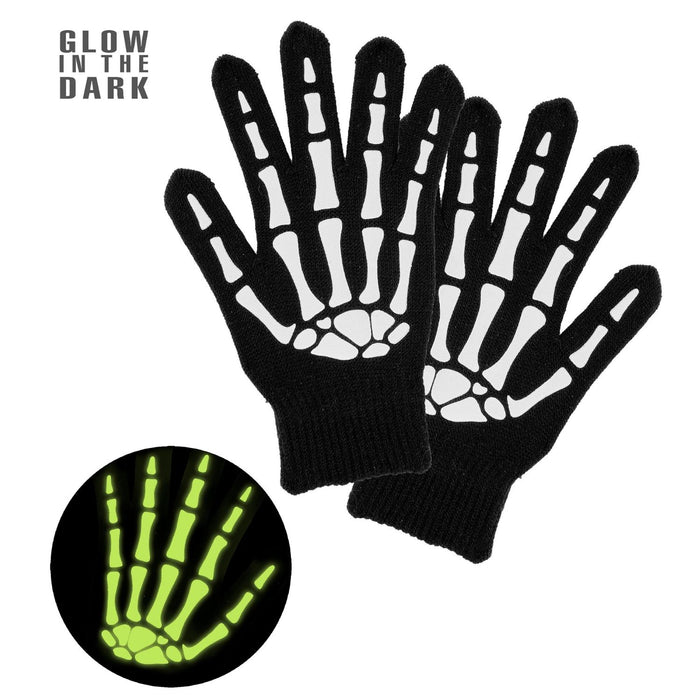 Skelett Handschuhe Glow in the Dark | Schwarz Weiß