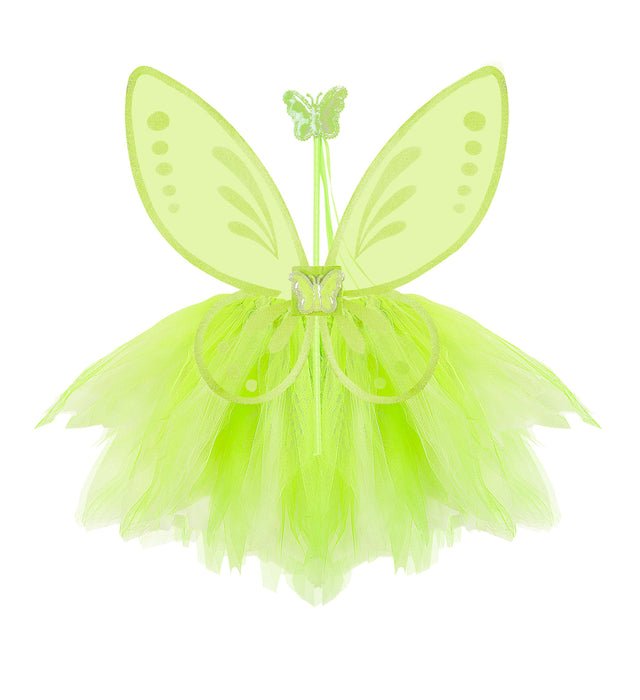 Fee Kinderkostüm Set "Magic Fairy" 3-tlg. Flügel Tütü Stab | Hellgrün