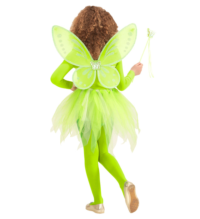 Fee Kinderkostüm Set "Magic Fairy" 3-tlg. Flügel Tütü Stab | Hellgrün
