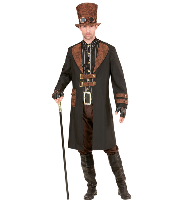 Steampunk Herren Kostüm "Steamwell" | Mantel mit Hemd und Hut