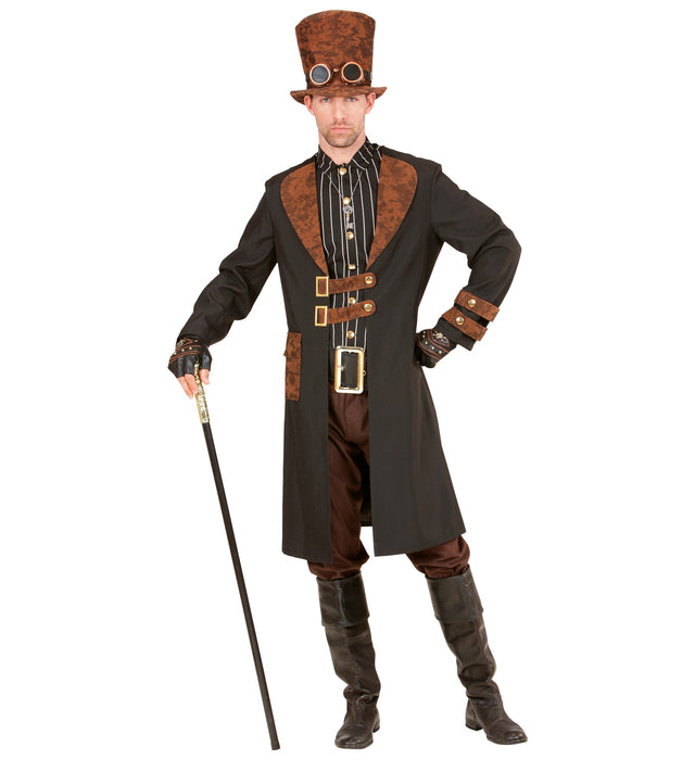 Steampunk Herren Kostüm "Steamwell" | Mantel mit Hemd und Hut