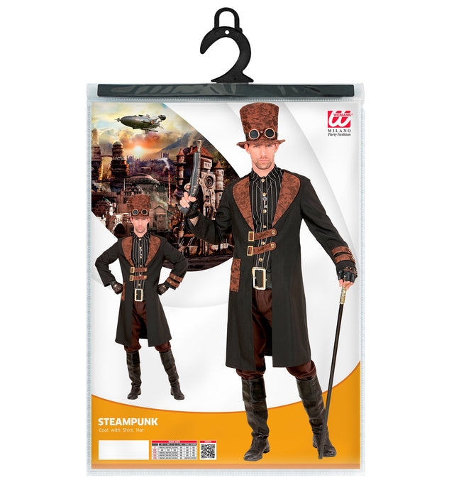 Steampunk Herren Kostüm "Steamwell" | Mantel mit Hemd und Hut