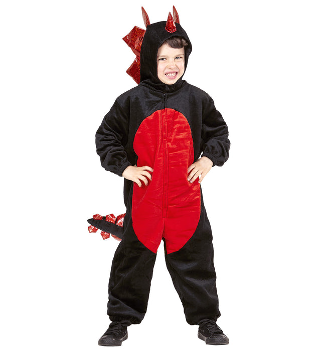 Schwarzer Drache Kinderkostüm | Schwarz Rot - Overall