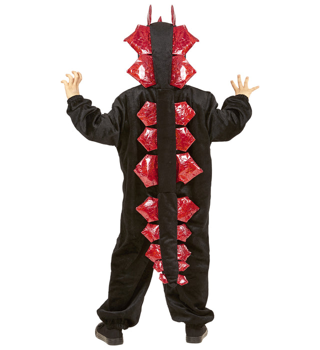 Schwarzer Drache Kinderkostüm | Schwarz Rot - Overall
