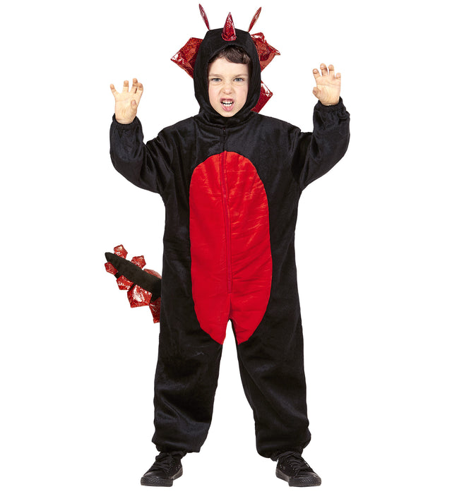 Schwarzer Drache Kinderkostüm | Schwarz Rot - Overall