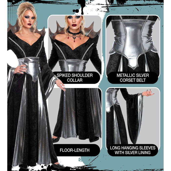 Dunkle Königin Kostüm für Damen | 2-tlg.