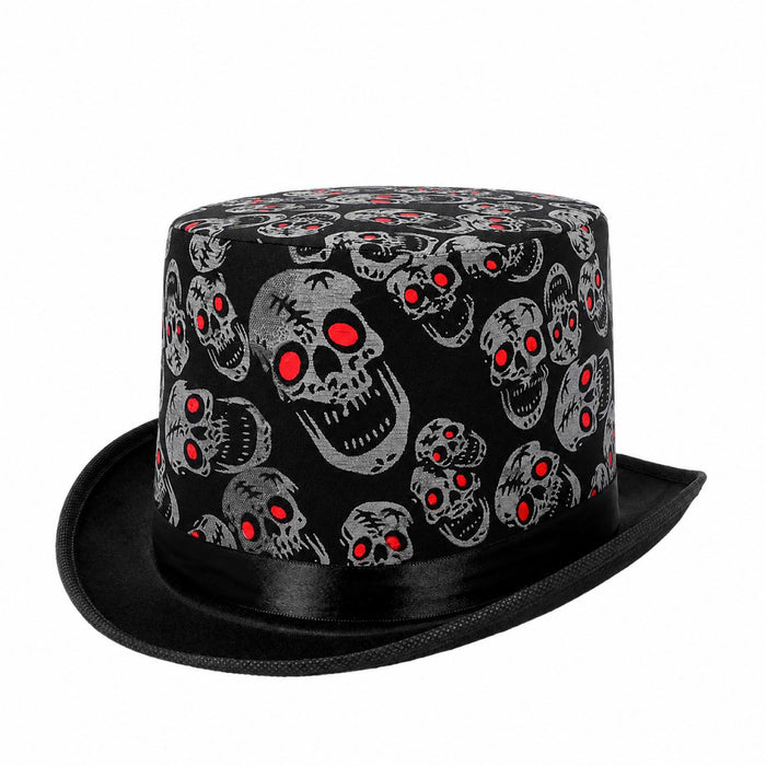 Hut Zylinder Halloween "Totenköpfe" | Schwarz