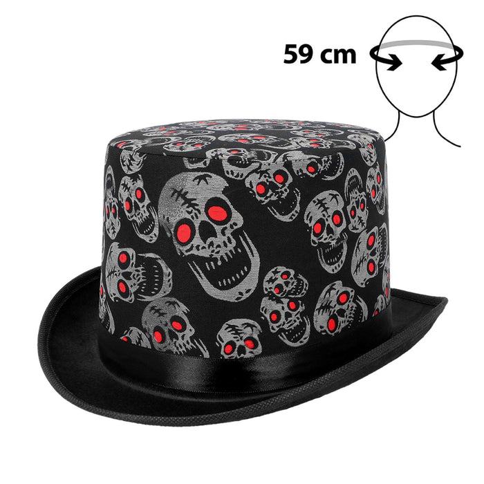 Hut Zylinder Halloween "Totenköpfe" | Schwarz