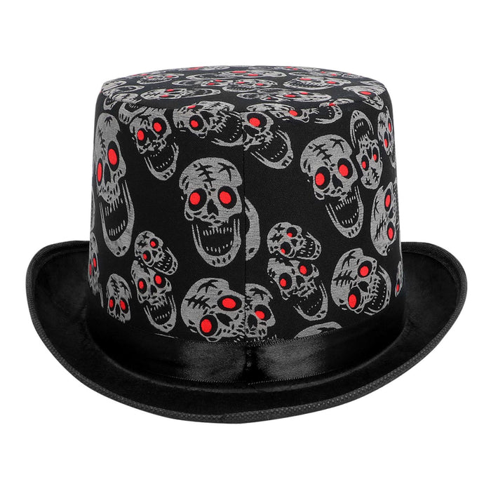 Hut Zylinder Halloween "Totenköpfe" | Schwarz