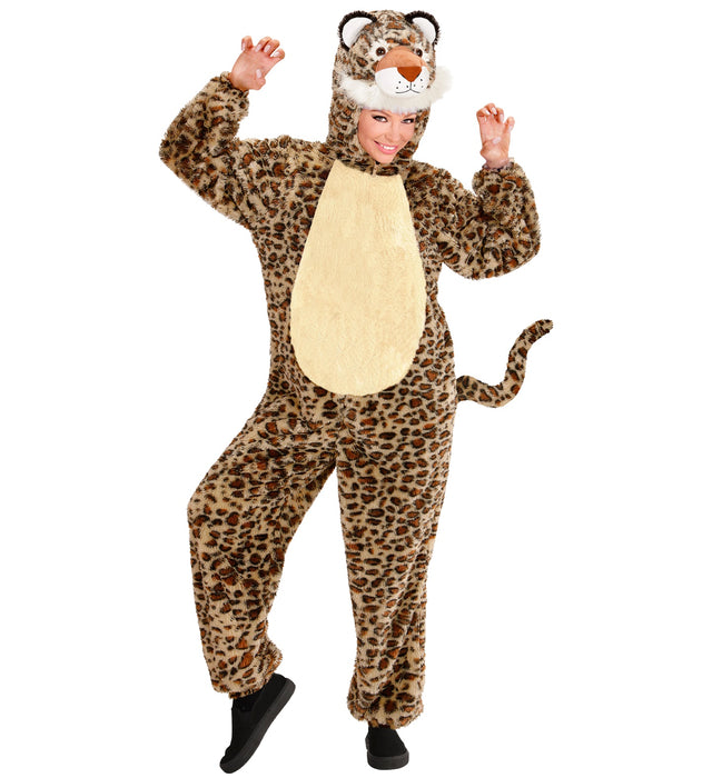 Leopard Kostüm für Erwachsene | Braun - Overall Tierkostüm